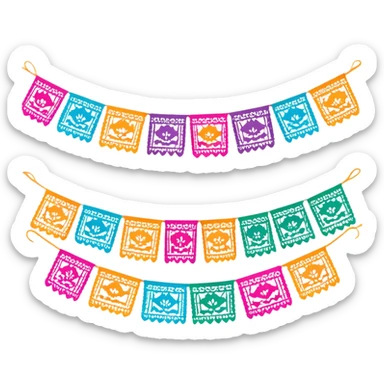festive garland of colorful mexican papel picado sticker