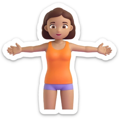 Slightly increase the volume of the upper body of the girl, significantly spread them apart from each other, make the skin color the same for both characters, keep the cartoonish 3D style. sticker