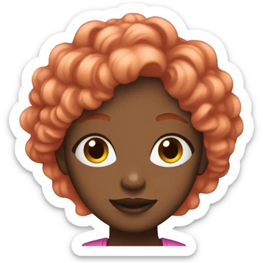 light black girl with ginger hair with two pink streaks in front, with brown eyes   sticker
