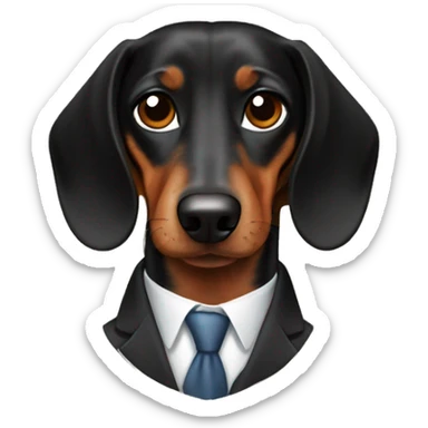 Black and brown Dachshund dog in suit sticker