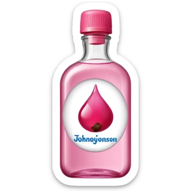 realistic Johnson and Johnson style bottle pink cap pink logo clear bottle with berry party logo with diddy oil and a berry on top bottle sticker