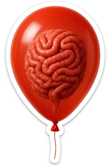 palloncino rosso con intestino chiuso dentro, IPERREALISTICO 4K sticker