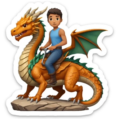 man riding earth elemental dragon sticker