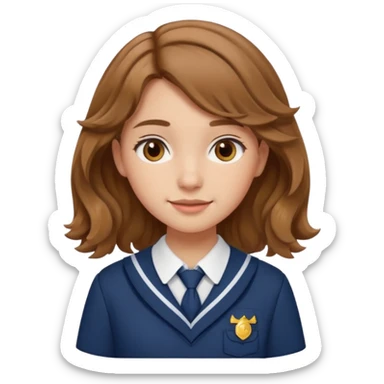 Quiero a una persona morena no tan morena , que sea una adolescente , que lleve uniforme escolar , con un pelo ondulado ,pero no regido , pero que tenga una sonrisa suave, pero que este con un fondo blanco. sticker