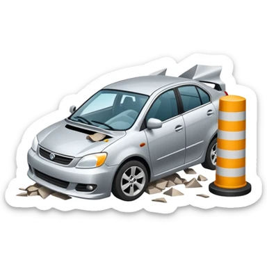 car crashed to a trafic barrier sticker