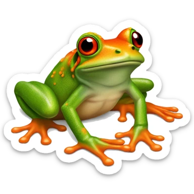 Redeyedtrefrog, red eyes, bright green body,orange feet more realistic to the real frog sticker