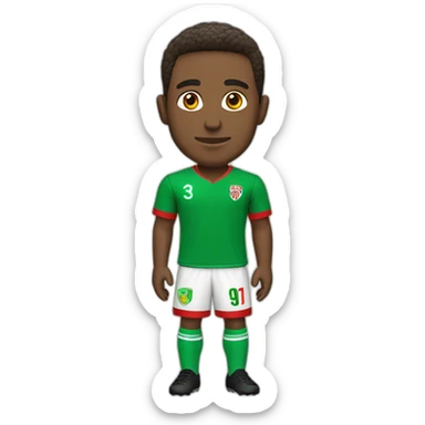 Jugador de fútbol camiseta verde y roja sticker