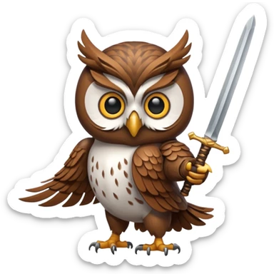 An owl fighting with a sword. sticker