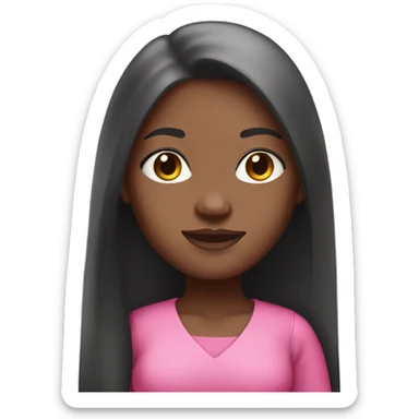 Light skin black girl with pink outfit and long straight hair sticker