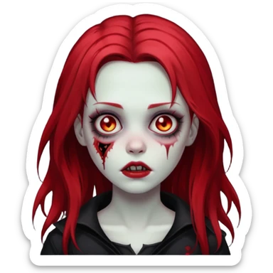 zombie girl with black and red hair long and goth style sticker