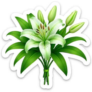 bouquet Soft Green Lily, luxuriant, leaf, bud sticker