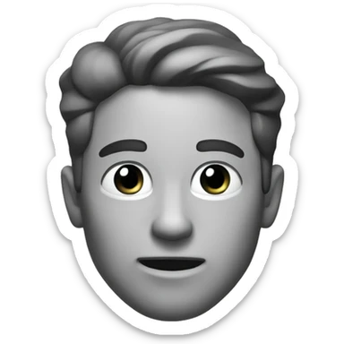 Man with sharp jaw in black and white sticker