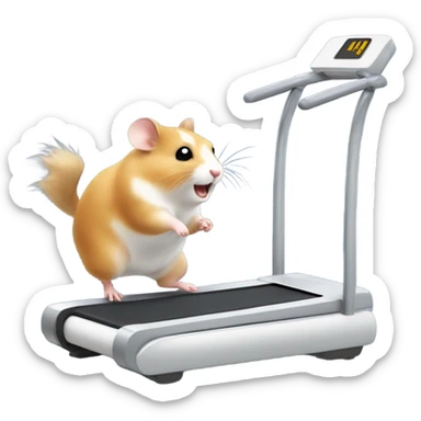 hamster runs on a treadmill sticker