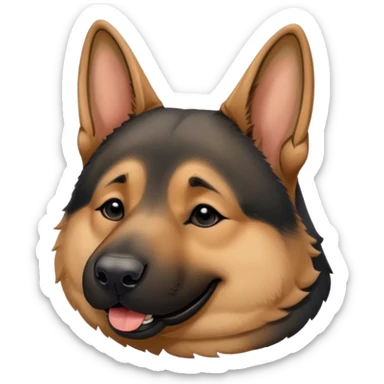 Cinematic Meme-Worthy Chubby Sleeping German Shepherd Portrait Emoji, Head resting peacefully with a blissful smile, showcasing a delightfully chubby build and a luxuriously thick tan and black coat, eyes shut in a serene nap, Simplified yet hilariously endearing features, highly detailed, glowing with a soft, drowsy light, high shine, relaxed and utterly lovable, stylized with an air of playful laziness, bright and heartwarming, soft glowing outline, capturing the essence of a comically sleepy guardian, so meme-worthy it feels like it could instantly become the next viral sensation of adorable slumber! sticker
