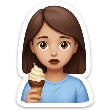 a sad girl eating ice cream after heartbreak sticker