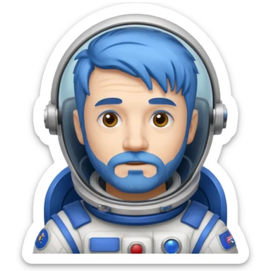 Astronauts, Middle-age, male, white skin, blue hair and blue beard sticker