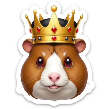 guinea pig evil king with glowing red eyes and black crown sticker