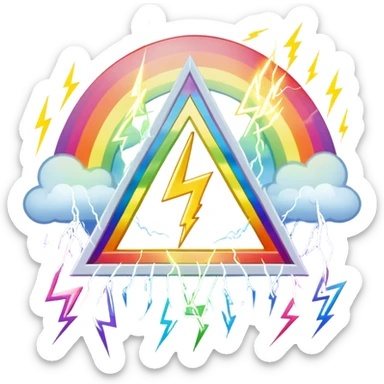 o tetragrama yhwh envolto sobre um arco íris e relampagos sticker