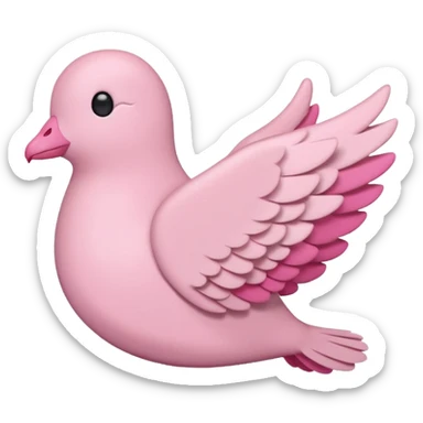 a minimalist emoji of a pink peace dove with pink hearts around it sticker
