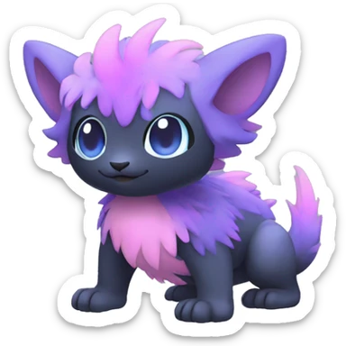 Cute cool black blue purple pink animal hybrid Fakemon full body sticker