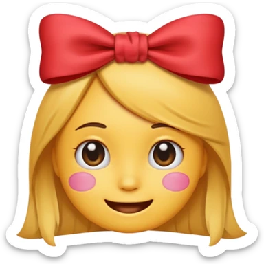 Cute emoji with bow on right side top head with this head 🥹 sticker