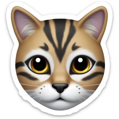 Cat with clear white face with a black mustache-shaped spot under the nose and a little on nose. Dark patches on the forehead and around the ears create a striking contrast with the white fur. sticker