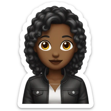 Ebony girl with a Leather jacket sticker