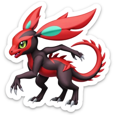 Colorful Meloetta-Guilmon-Darkrai-Pokémon-Fakémon-fusion-hybrid-creature sticker