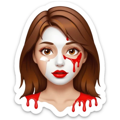Brown Hair Woman , white paint , drip, face, hot  Sexy, lips sticker