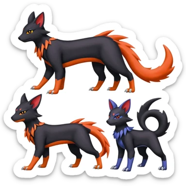
Houndour-Torracat-Zorua-Salandit-Noibat-Flareon-Fakémon-Digimon-fusion (full body) sticker
