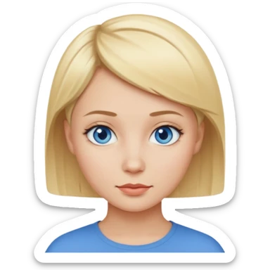Mujer pelo rubio y muy corto ojos azules cara redonda sticker