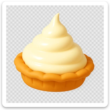 Frame 1 of 15: Intact cream pie, no splatter, playful 3D emoji style, golden brown crust, same angle as reference. sticker