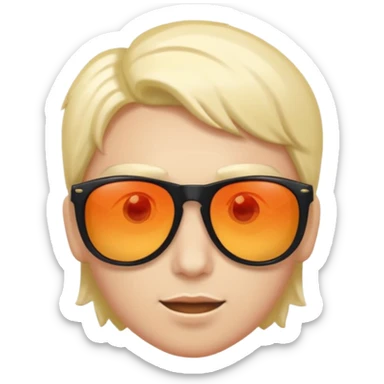 Sunglasses sliding down slightly, glowing eyes behind sticker