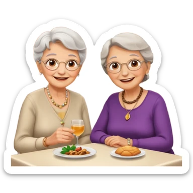 conversación dentro de un restaurant  dos personas y una de las persoans sea una abuela sticker