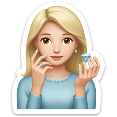 fingers holding a diamond engagement ring  sticker