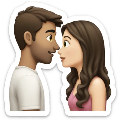 brunette, pale couple kissing emoji  sticker