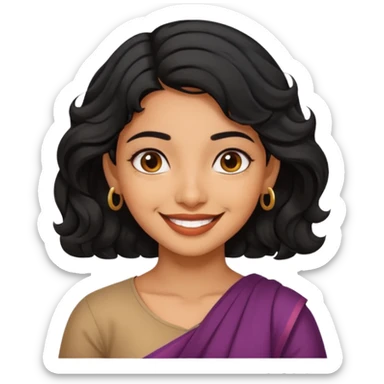 Indian fat girl south Indian wavy short black hair tan darker skin sticker