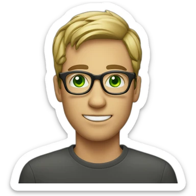IT guy in round glasses with green eyes sticker