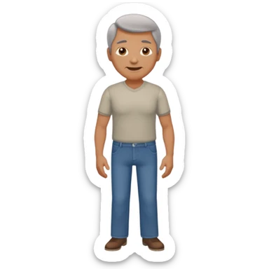 Clothed mature man staning, facing viewer, grabbing his crotch sticker