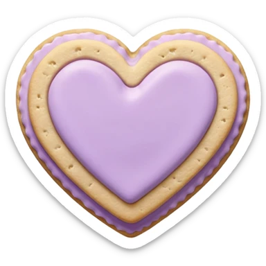 Realistic shortbread cookie in the shape of a heart with pale lilac sticker