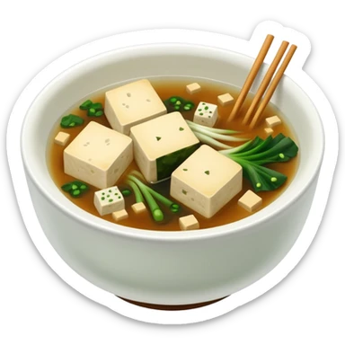 traditional minimalistic japanese miso soup with wakame, spring onion and tofu but no other toppings sticker