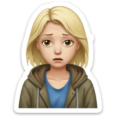 a homeless blonde woman sticker