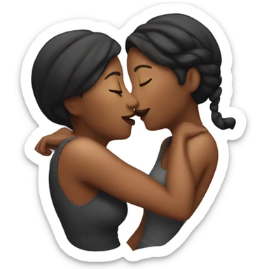 two women kissing passionately  sticker