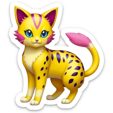 Colorful Liepard-Skitty-Delcatty-Pokémon-Fakémon-hybrid-creature (full body) sticker