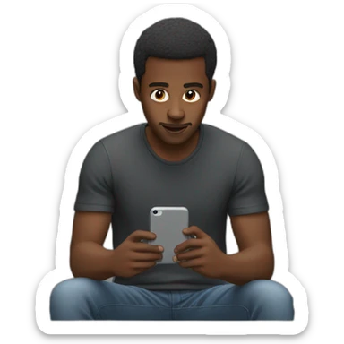 Black man watching mobile sticker