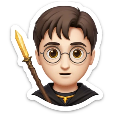 Cinematic Realistic Harry Potter Pop Culture Emoji, featuring a mystical, enchanted portrayal inspired by the iconic wizard rendered with lifelike magical details and dynamic lighting. sticker