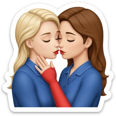 two wome nkissing hands wrapped around each other sticker