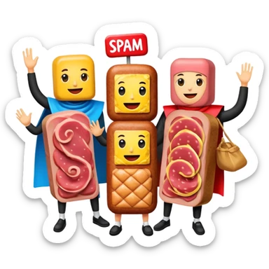 spam artists welcoming guests at a spam meat art gallery exhibition  sticker