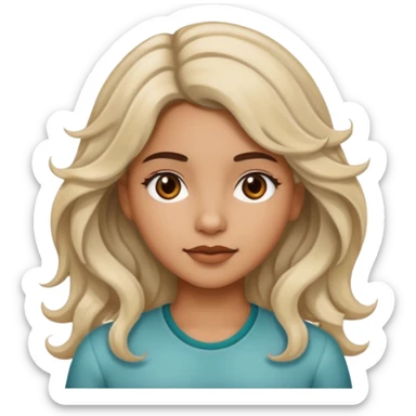 latina girl with bleached wavy hair and brown hair sticker