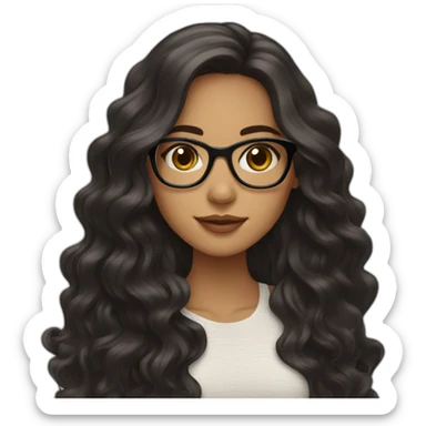 Latina girl with glasses and dark long wavy hair sticker
